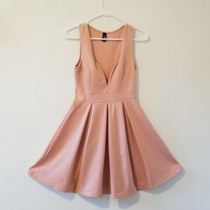 Mauve Pink Prom Formal Plunging Neckline Dress